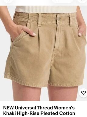 Universal Thread High-Waist Pleated Shorts in Khaki (Size 6) NWT